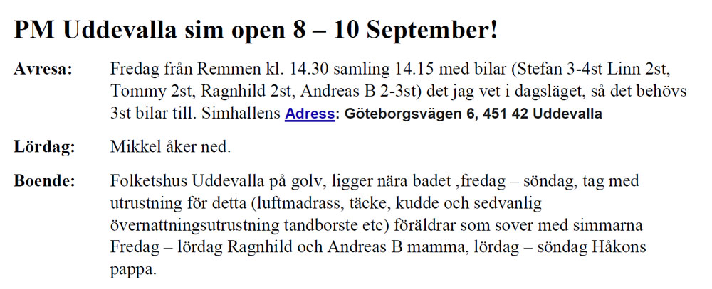 Arena Uddevalla Sim Open @ Walkesborgsbadet | Västra Götalands län | Sverige